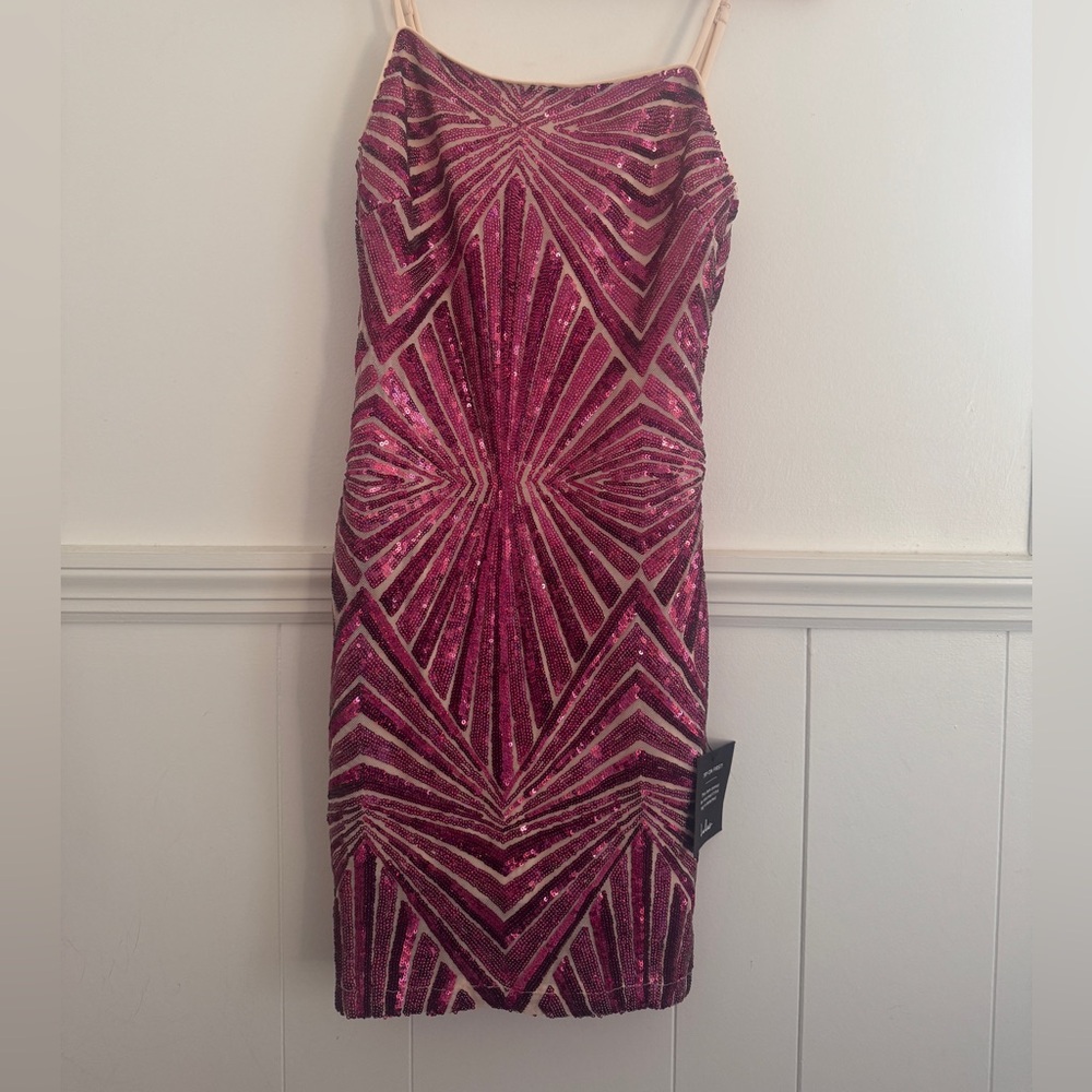 Lulu's Red Pink Spaghetti Strap Slip Dress